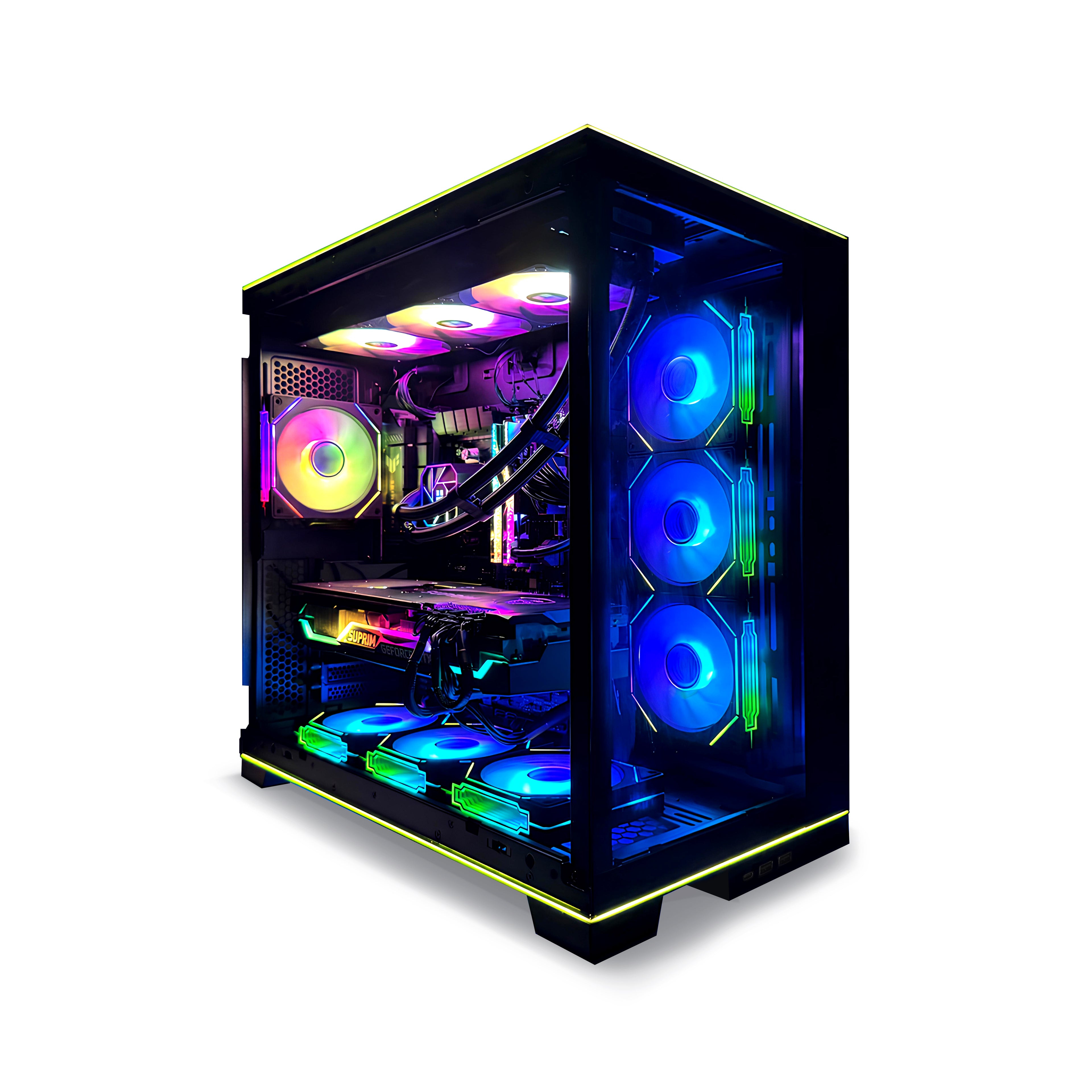 Bodian Elite Series Black Seaside Haven – sleek black gaming PC build with high performance components side view