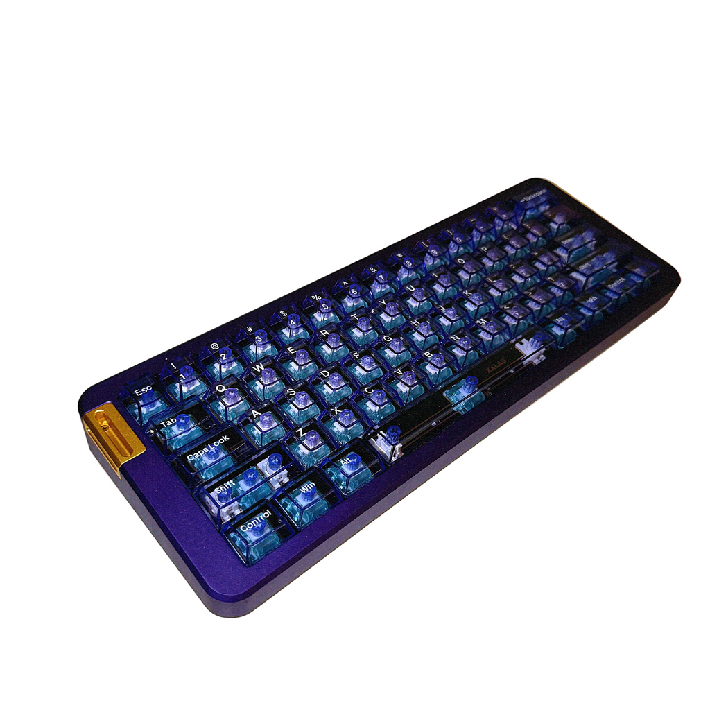 Wooting 60HE 全磁玉 Pro 客制化键盘｜白沉金定位板＋炸虾粒声音包｜Bodian Computer Custom Build 紫色