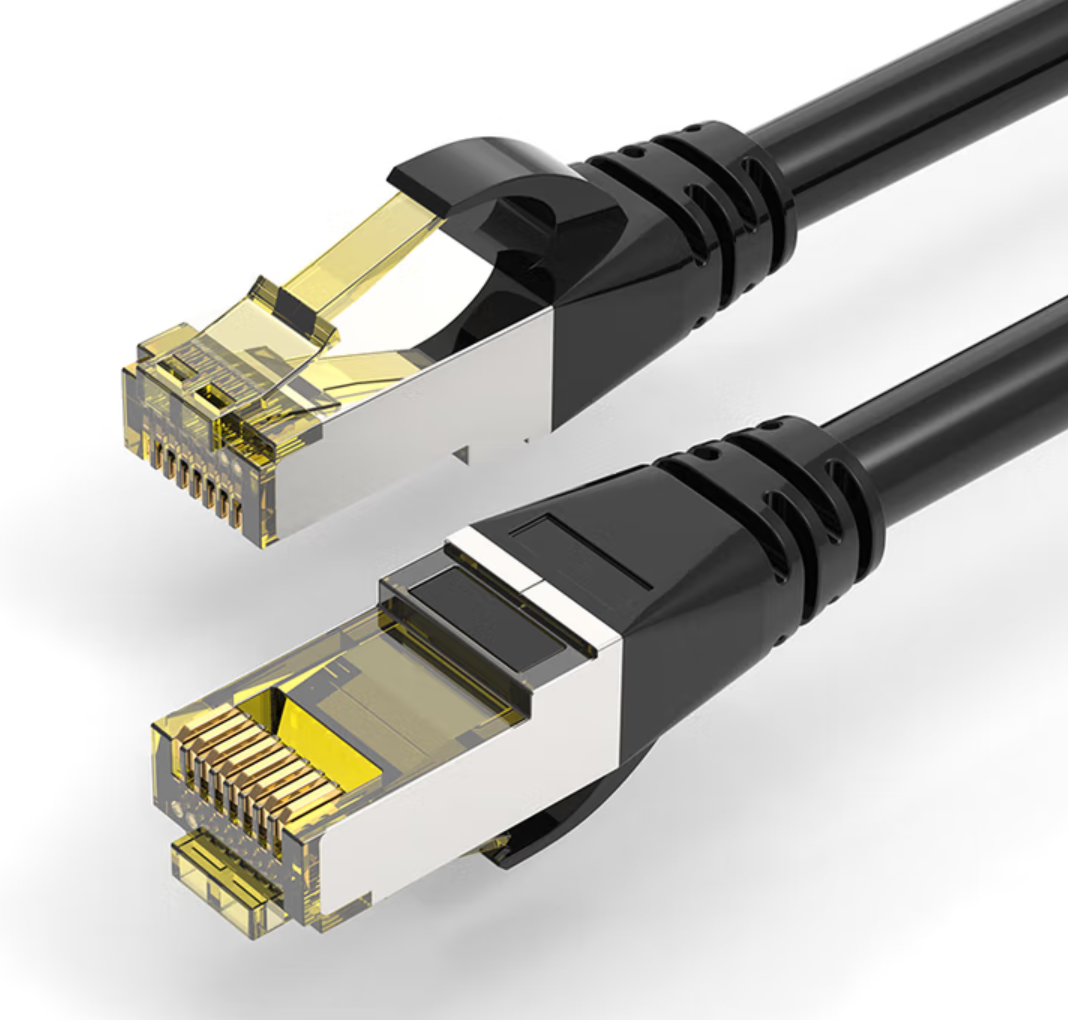 Cat6a 2m Ethernet Cable 26AWG Double Shielded Pure Copper Black