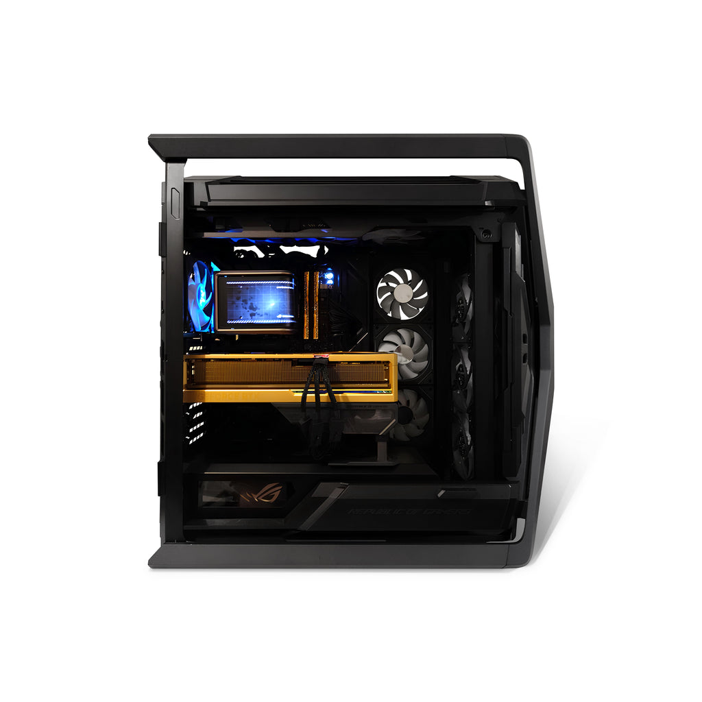 Bodian Elite Series ROG Golden Beast – flagship ASUS ROG gaming PC with AMD 9800X3D and RTX 5080-side view