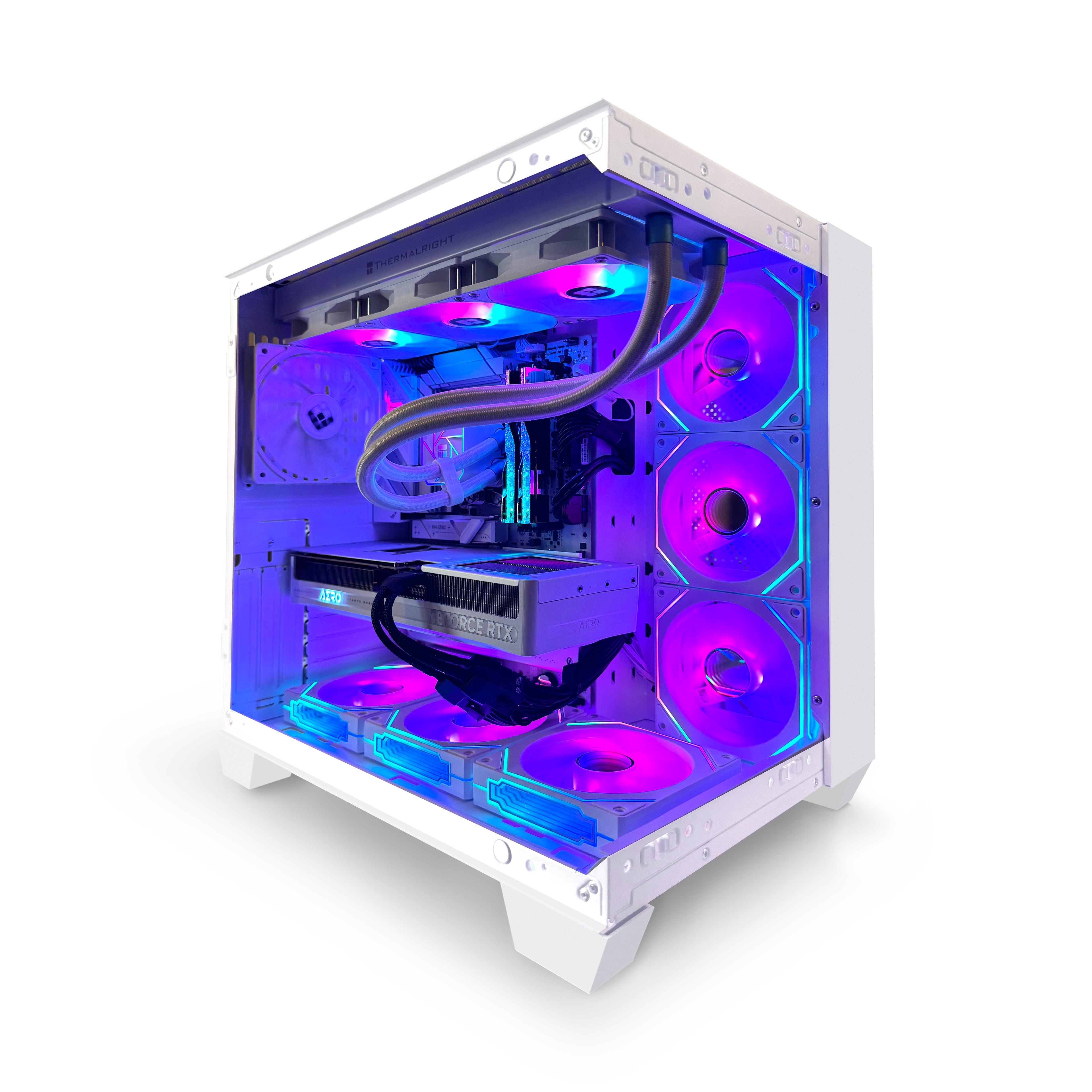 Bodian Elite Series White Seaside Haven – elegant white gaming PC with minimalist design-side view