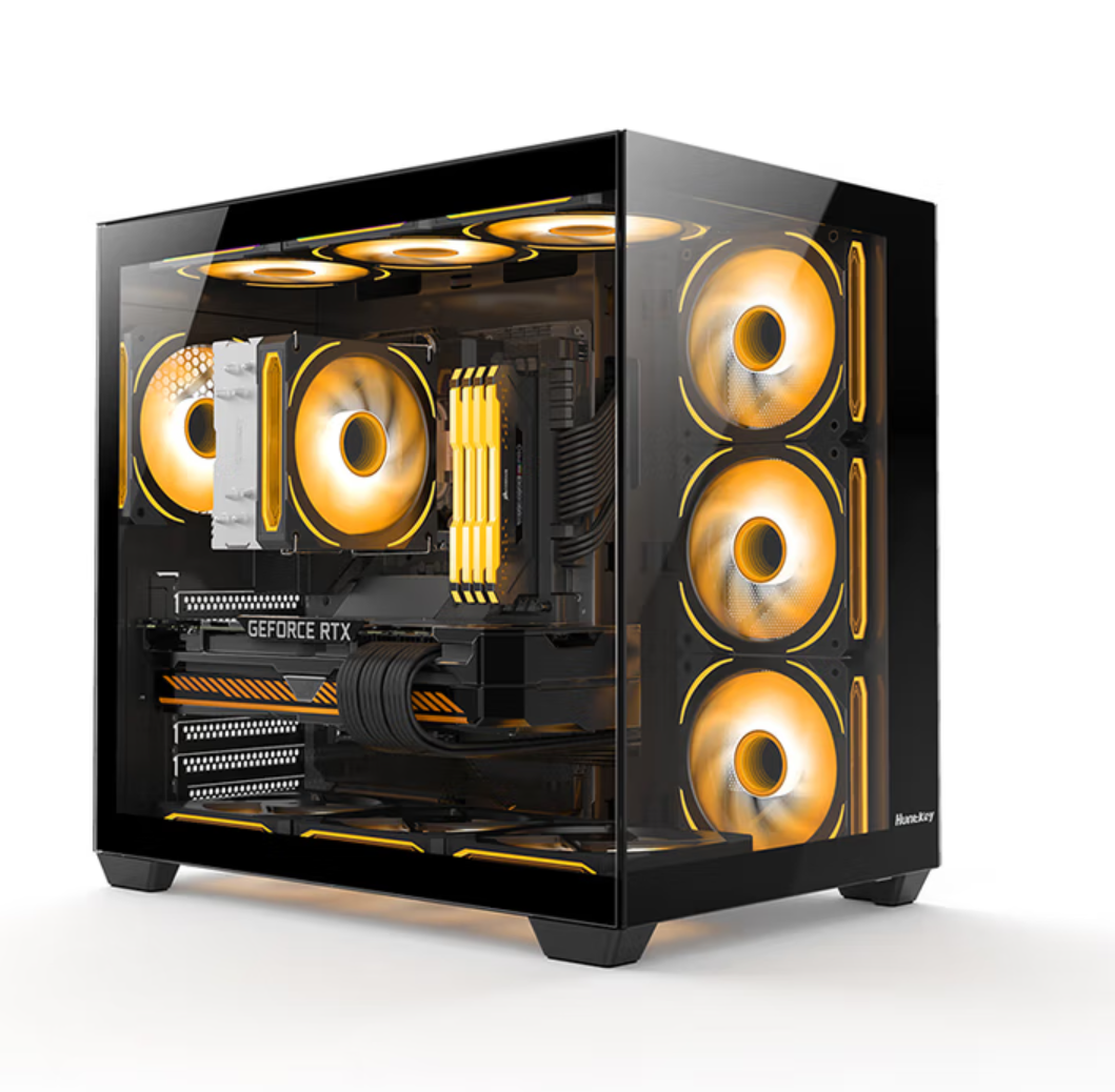 航嘉 S980 龙卷风全景海景房机箱 黑色 无立柱设计