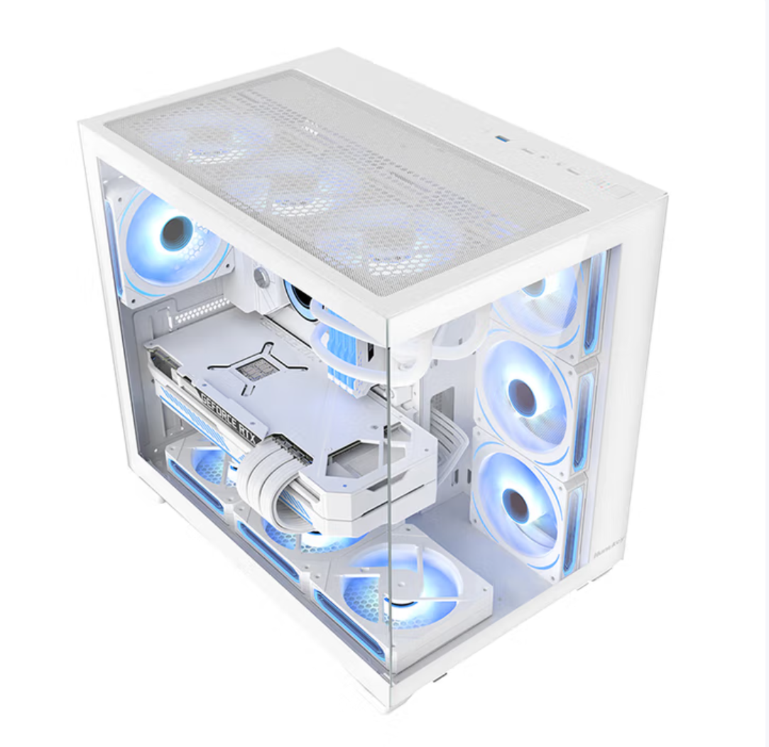 Huntkey 航嘉 S980 龙卷风全景海景房机箱｜ATX 白色｜支持水冷｜Bodian Computer